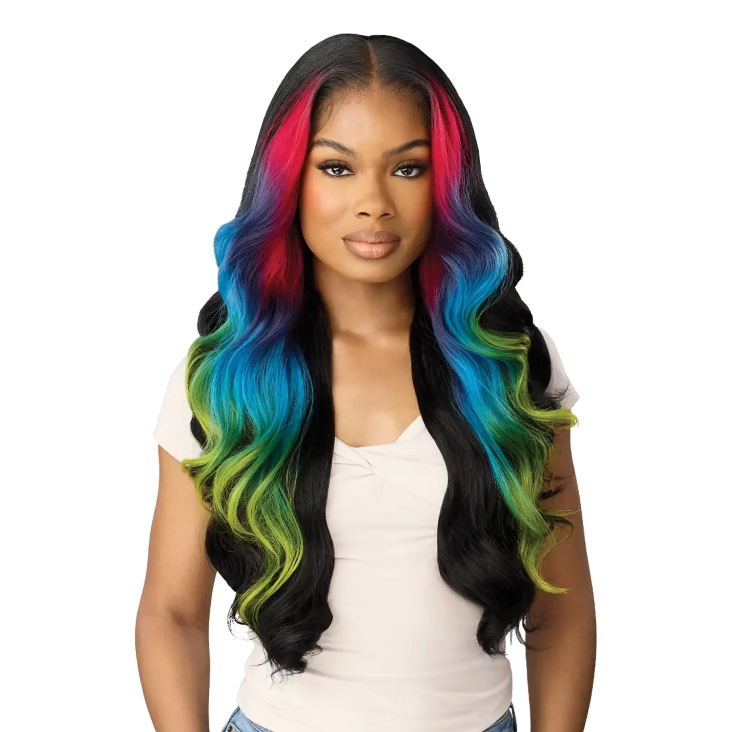 Outre Rimona Glueless HD Lace Front Wig - 13x6 Deep Part Synthetic Hair, Pre-Plucked Natural Hairline, Fully Hand-Tied Handmade Wig, Adjustable Elastic, Combs Stay Put, Natural Looking, Glueless Wigs