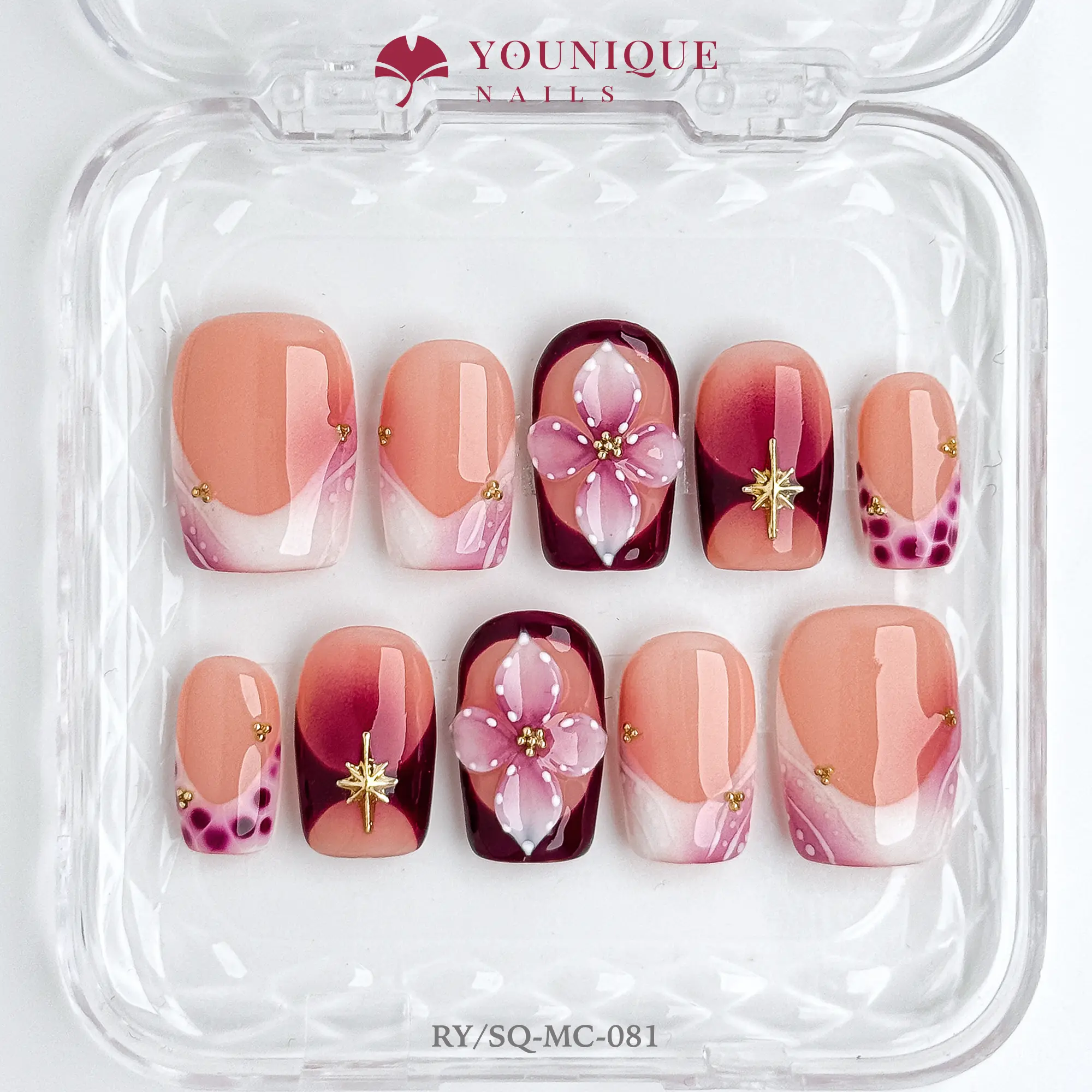 Younique Nails | 10PCS 100% Handmade Press-On Nails | Reusable Colorful Art acrylic stylish 3D, Nail Art Products
