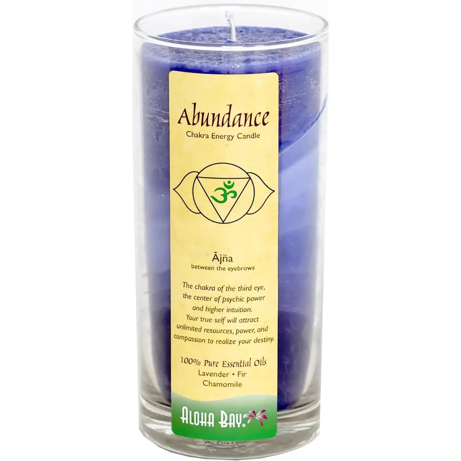 Scented Candle Hand Made Chakra Energy Jar | 11 Oz Jar | Abundance, Ajna| Yoga, Prayer & Meditation Candle | Long  60 Hours | Essential Oils of Lavender, Fir & Chamomile |