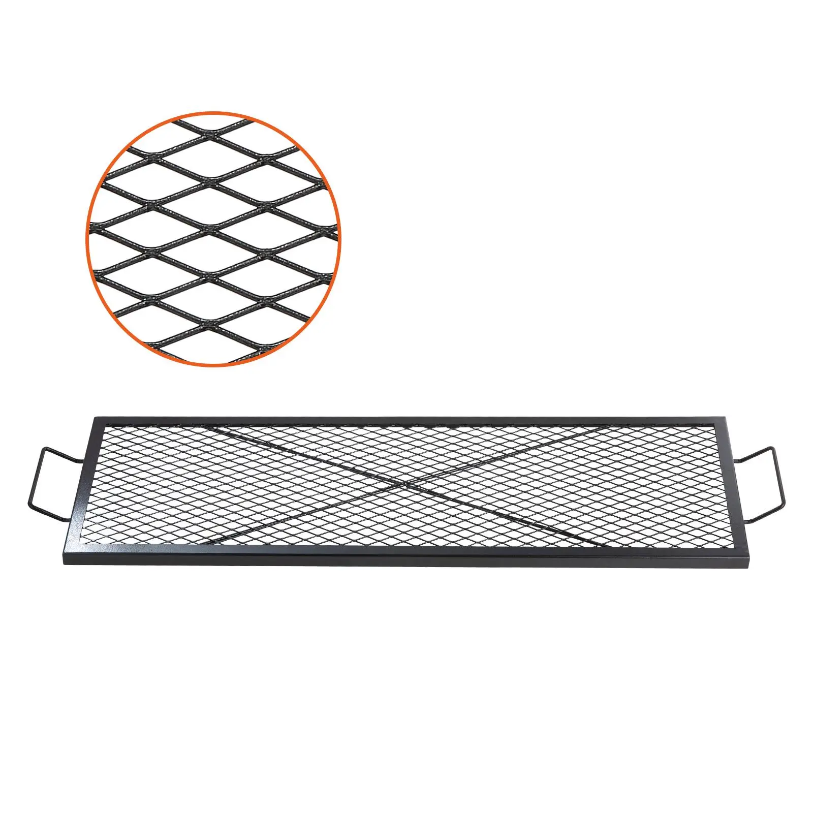 【SummerFinds】VEVOR X-Marks Fire Pit Grill Grate,  Rectangle Cooking Grate, Heavy Duty Steel Campfire BBQ Grill Grid with Handle & Support X Wire, Portable Camping Cookware for Outside Party Gathering