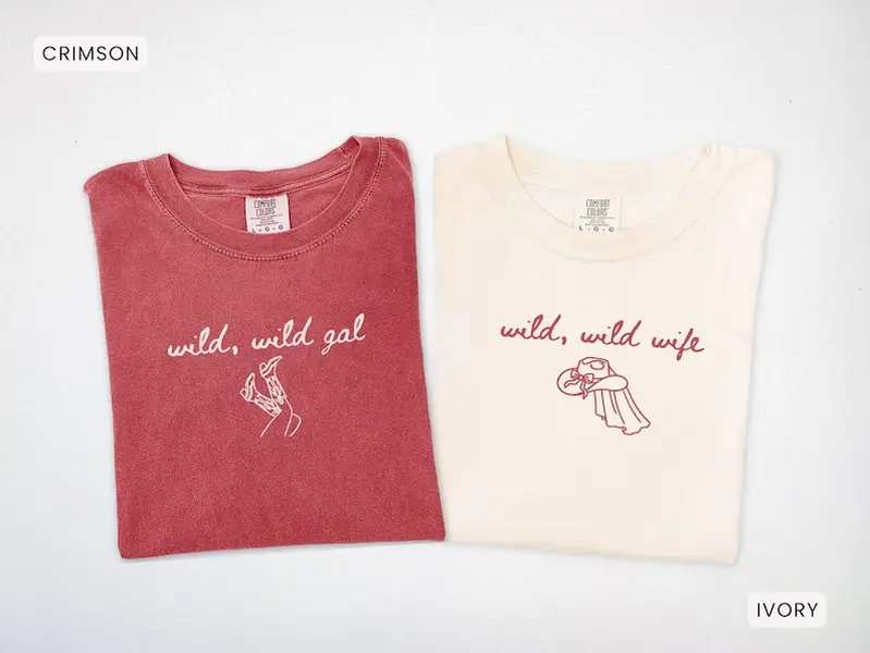 Wild Wild Wife Western Bachelorette Comfort Colors T-Shirt, Bridal Squad Matching Shirts, Bachelorette Weekend, Getting Ready Outfit, Bridesmaid Gifts, Bridesmaid Shirt, Bachelorette Party, Full Size, Full Color
