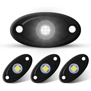 4Pods LED Rock Lights White LED Neon Underglow Light for   ATV UTV SUV Underbody Glow Trail Rig Lamp  (White)