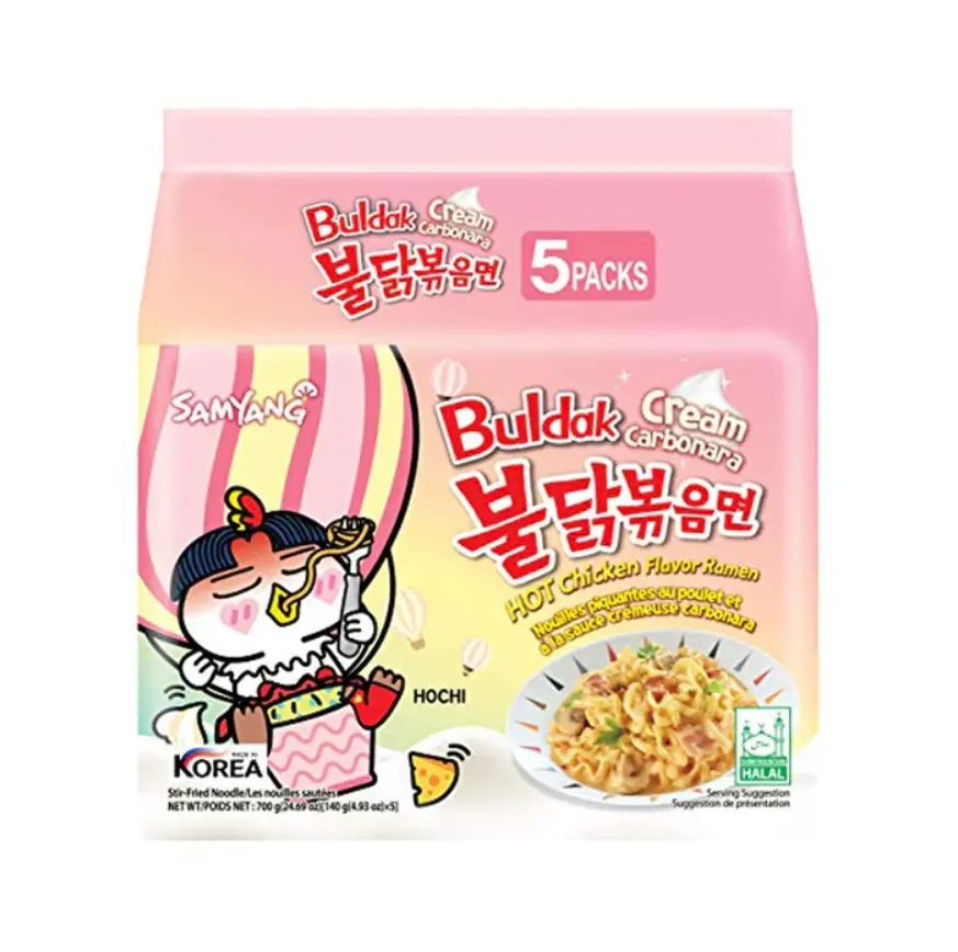 Samyang Buldak Ramen Cream Carbonara Hot Chicken Flavor 5pk 24.65 oz