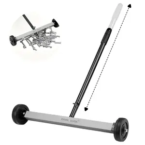 DARK DUCK 17-Inch Rolling Magnetic Sweeper With Wheels | Adjustable Handle | 8.8-Pound Capacity Heavy-Duty Magnet To Pick Up Nails