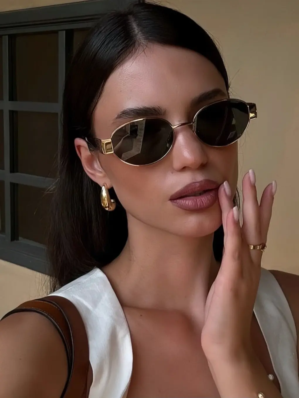 Summer Turn Up〗2 PCS Retro Oval Sunglasses for Women Trendy  display picture 3