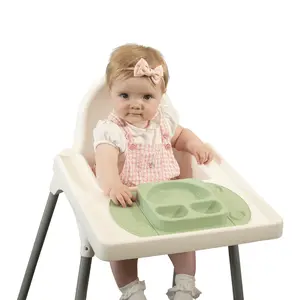 Baby' tableware | EasyMat Mini Portable Silicone Suction Plate | Perfect Placemat for High Chair Feeding | Microwave & Dishwasher & Oven Safe (Sage)