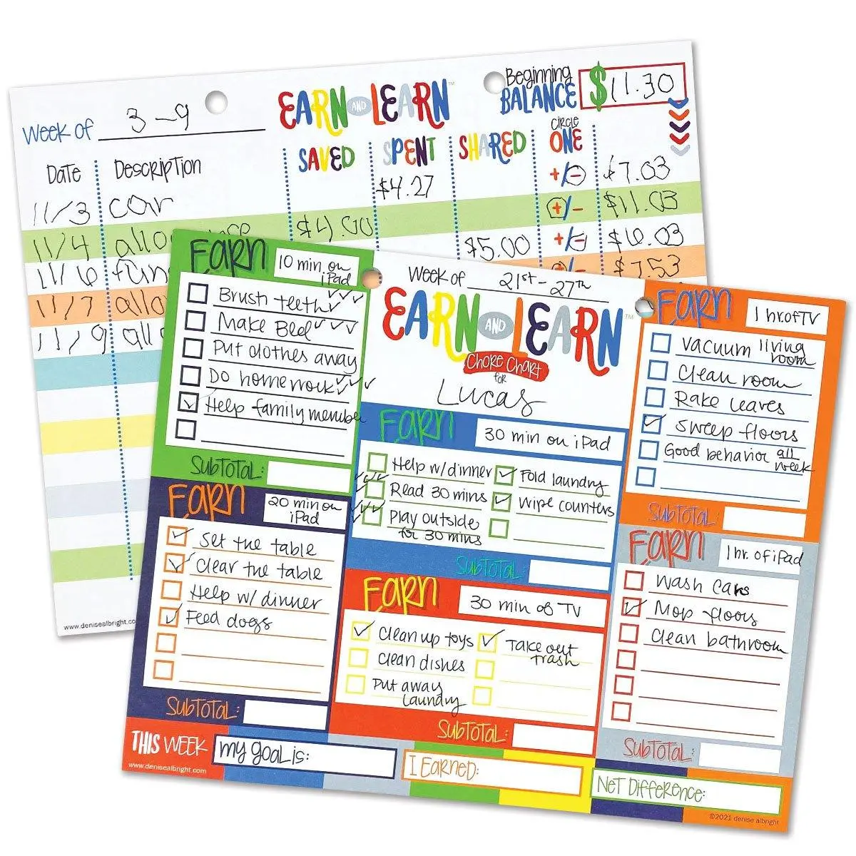 Kids Chore Chart Earn & Learn® Kids Money Management Chore Chart Pad | Dry Erase Savings Tracker for School Age Kids