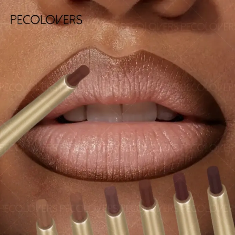 6pcs/set Matte Lipstick Makeup Velvet Lip Liner Crayon Sexy Brown Red Chocolate Tint Lipstick Lip Contouring Lipliner Outline Cosmetic Lip Liner Kit