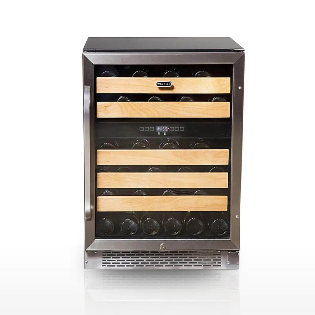 Whynter 46-Bottle Dual Zone Compressor Fridge - BWR-462DZ, Built-Counter Installation & Freestanding Options, Reds and Whites Storage, Premium Unit