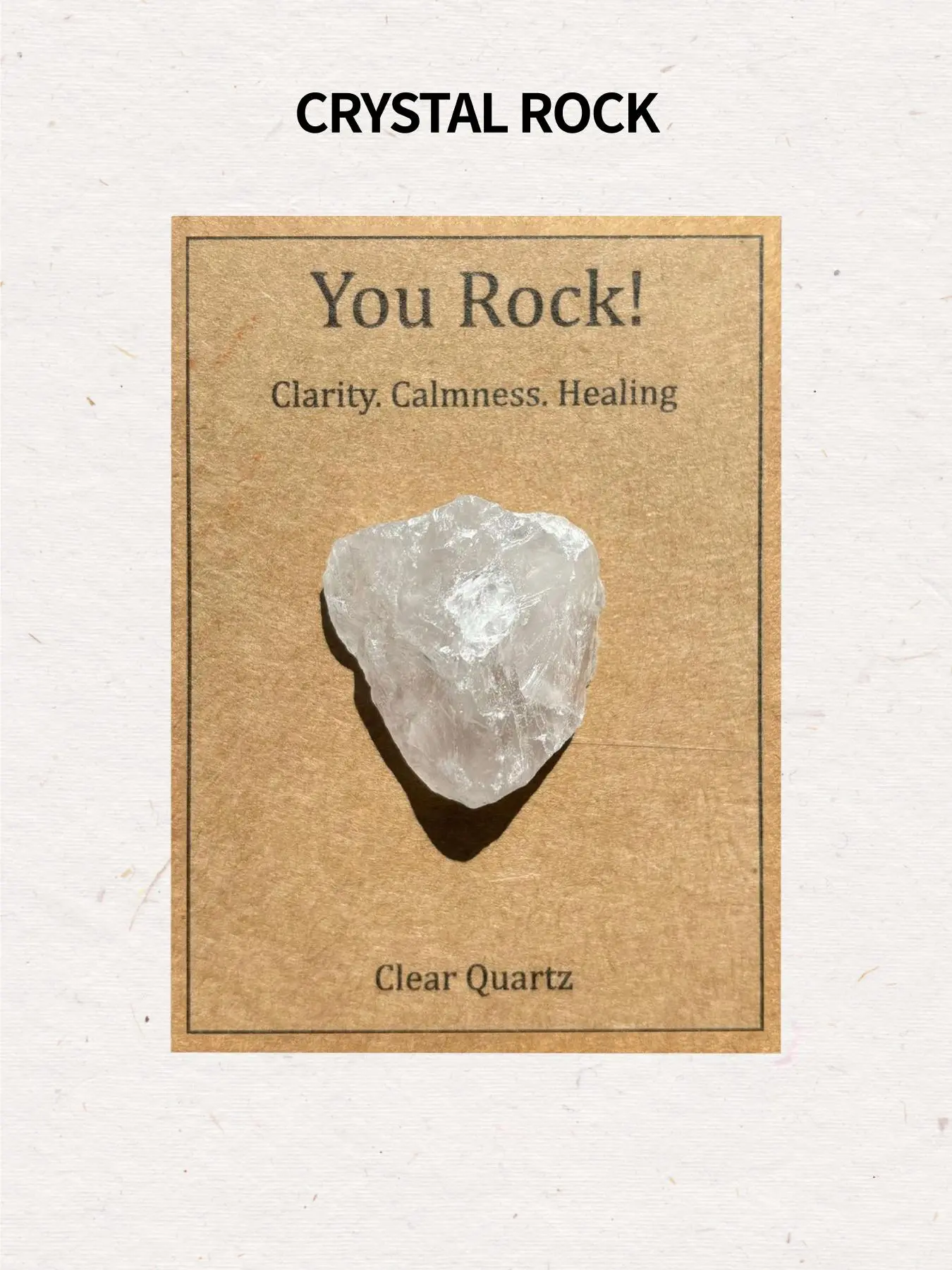 Natural White Quartz Stone, Clear Quartz Stone with Pocket Card, Meditation Stone, Natural Crystal Decoration for Home Office, Gift for Friend