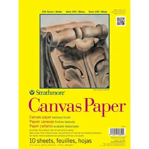 300 Series Glue Bound Canvas Paper Pad, 115 lb. Canvas Texture, 9 X 12 inches, White, 10 Sheets (310-9)