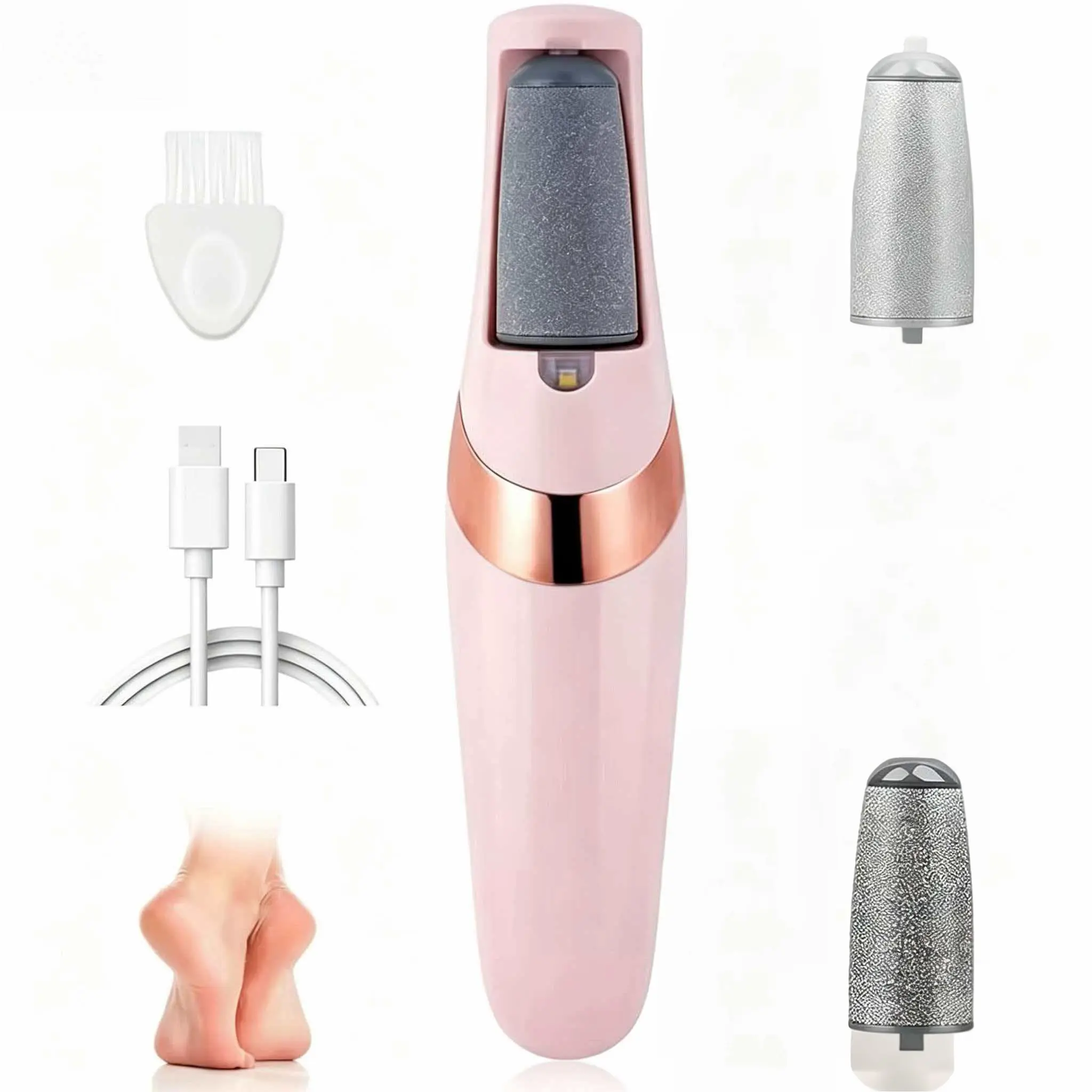 Rechargeable Electric Foot File, Portable Foot Grinder with Replacement Head, Pedicure Machine, Professional Rechargeable Pedicure Tool, Feet Callus Remover for Home Foot Care, Foot Rasp callus remover for feet nail drill uv led nail lamp