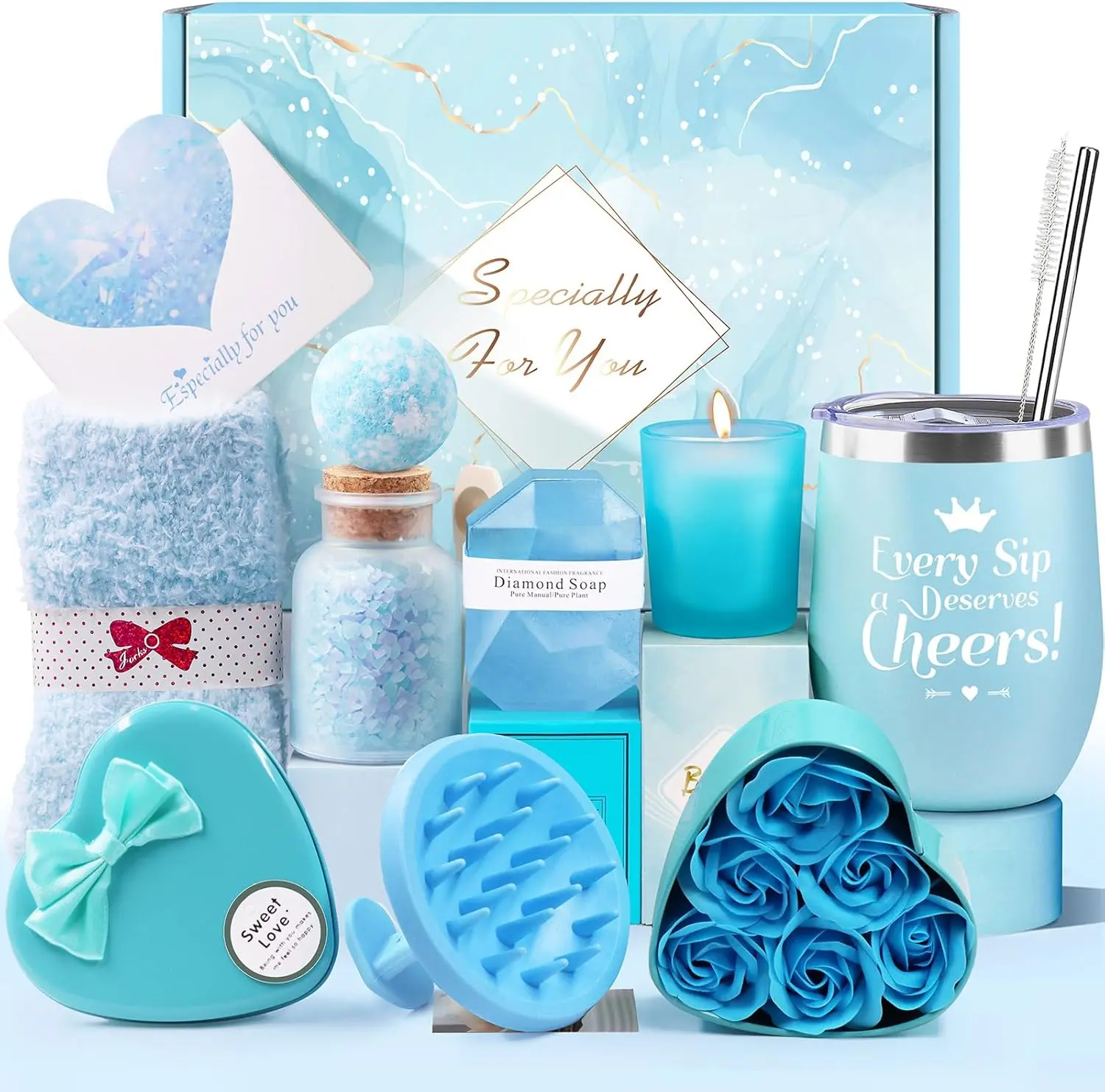 Gifts for Women, Pamper Gifts for Women 10PCS Relaxation Gifts Sets Include Tumbler Self Care Hampers Birthday Presents for Friends, Mum, Sister Christmas