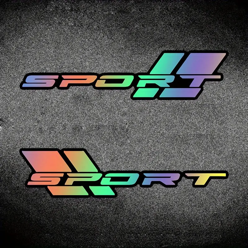 1SET Sports Vitality Logo Sticker, Car decals, for car bodies, multi-gradient holographic "SPORT" decor with vibrant vibe, sports enthusiasts use as decoration