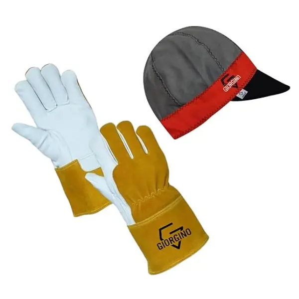Premium TIG Welding Gloves with FREE Assorted Welding Cap Top Grain Goatskin Leather Gloves Unlined 4" Cuff High Dexterity