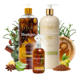 Herbalista Viral 3 Pack Herbal Hair Care Bundle, Shampoo & Conditioner 1000 ml (33.8 fl oz) Each + Tónico Capilar 250 ml, With Real Botanicals, 3 Piezas Shampoo Acondicionador y Tónico Capilar, 100% Natural Handcrafted Botanical Hair Care Set