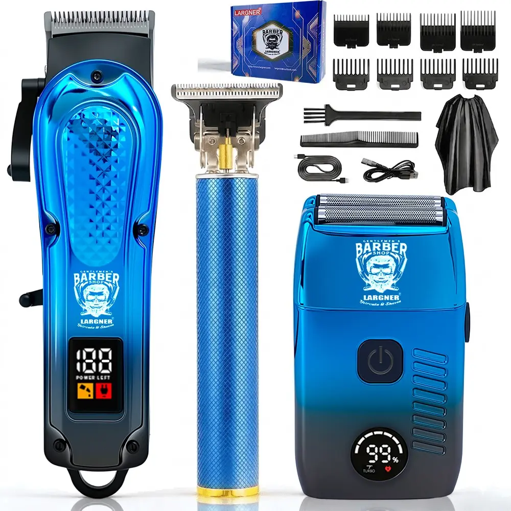 Largner Professional Hair Cutting Kit, Barber Clipper Set, Trimmer, Hair Cutter Trimmer, Reciprocating Razor Set, Home Grooming Essentials, Barber Equipment, Three-Piece Combo for Styling