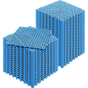 VEVOR Interlocking Tile 50PCS Blue, TikTokShopBlackFriday, Drainage Tiles 12" x 12" Splicing, Soft PVC Interlocking Drainage Floor Tiles, Non-Slip Drainage Holes for Restroom, Bathroom, Kitchen, Pool, Wet Areas