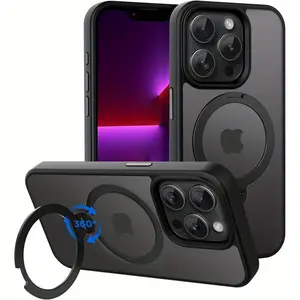 Compatible with iPhone 17 16 15 14 13 12 Plus Pro Max with 360-degree Rotating Ring Stand, Compatible with MagSafe Car Mount, Suitable for Desktop Meetings/Video Calls phone cover gift trendy shockproof creative design air phone case Slim Hard Clear mag