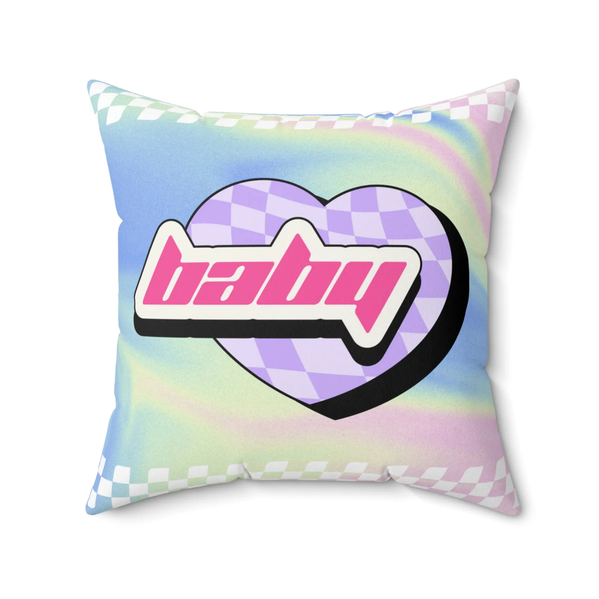 Y2K Baby Heart Print Spun Polyester Square Pillow