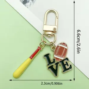 Creative Basketball Keychain, Alloy Sports Keyring, Fun Baseball Keyfob, Hip Hop Style, Ice Hockey Pendant, Wholesale Fashion Accessory