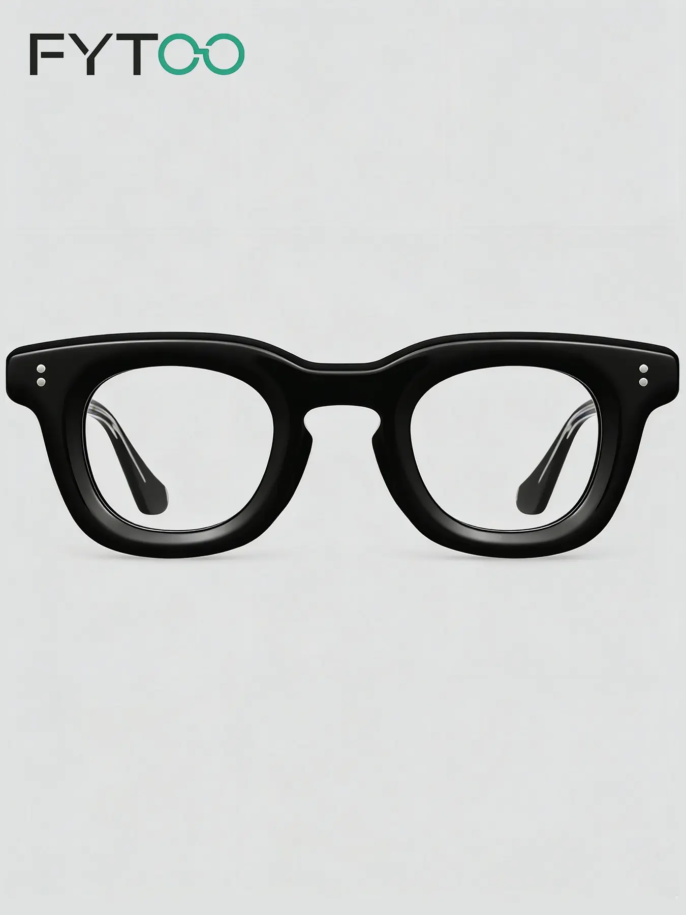 FYTOO Retro Oval Black Acetate Eyewear Glasses Frame for Women Men, Trendy Casual Eyeglasses, Blue Light Blocking Computer Eyeglasses Eyeglasses Frames 747633