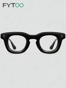 FYTOO Retro Oval Black Acetate Eyewear Glasses Frame for Women Men, Trendy Casual Eyeglasses, Blue Light Blocking Computer Eyeglasses 747633