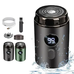 Mini Electric Shaver with LCD Display, USB Rechargeable Portable Razor, Waterproof Hygienic Shaver Beard Trimmer for Home and Travel, Includes Extra Blade, Showerproof Cordless Shaver