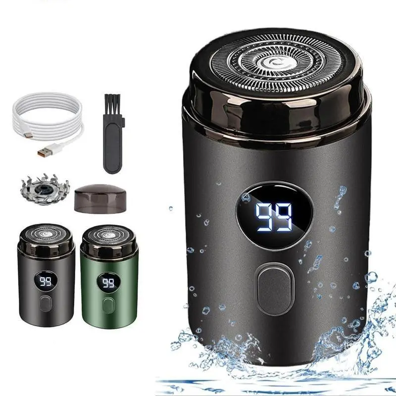 Mini Electric Shaver with LCD Display, USB Rechargeable Portable Razor, Waterproof Hygienic Shaver Beard Trimmer for Home and Travel, Includes Extra Blade, Showerproof Cordless Shaver