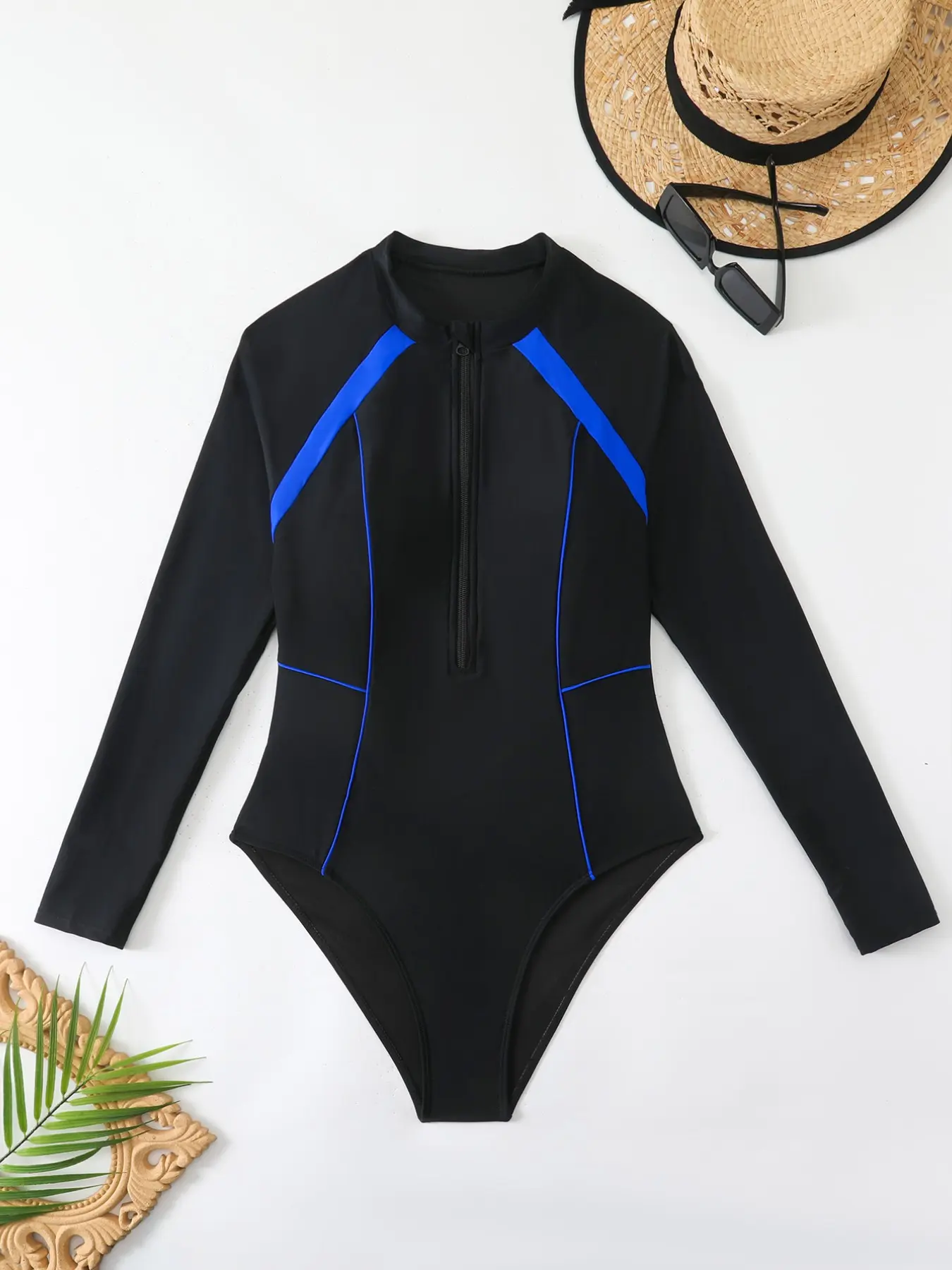 New Women's One-Piece Wetsuit, Long Sleeve Sun Protection Quick-Dry Slimming Surfing Rafting Snorkeling Swimsuit, High Stretch Swimwear, Onepiece Swimwear, One Piece Swimsuits, Ideal for Water Activities