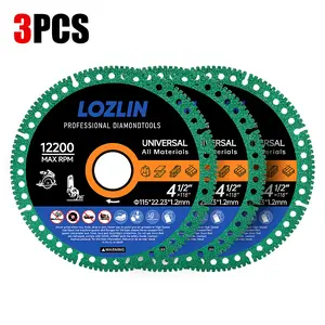 LOZLIN 1PCS/3PCS 4.5Inch Diamond Cut-Off Wheels for Angle Grinder, Professional Grinding Discs for Metal, Rebar, Porcelain Tile, Granite & Marbl Power Tools