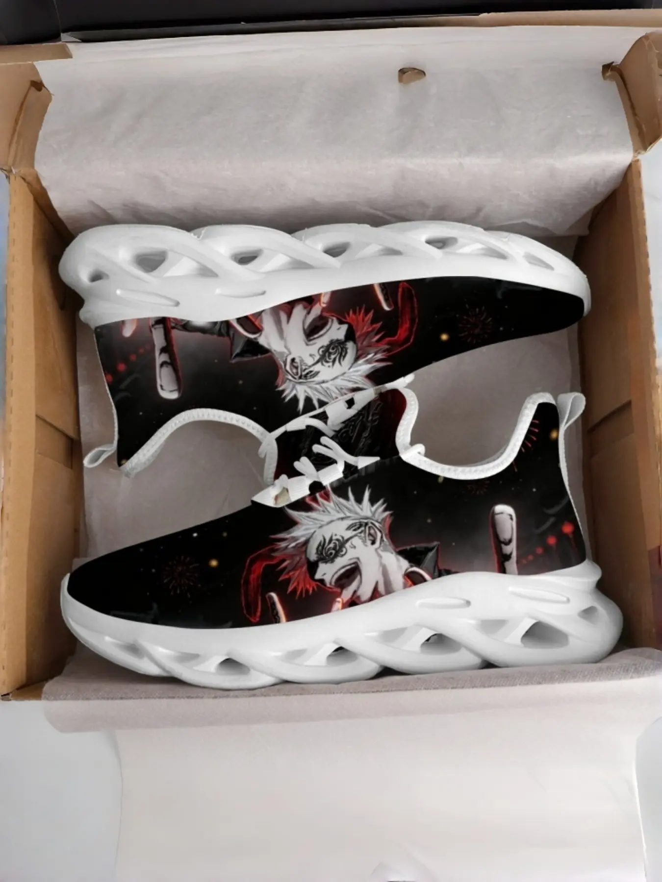 Unisex Dark Hot-Blooded Anime Style Trendy Casual Sneakers - Skin-Friendly Mesh, High Elastic Shock-Absorbing & Non-Slip for Daily Commute & Outdoor Wear