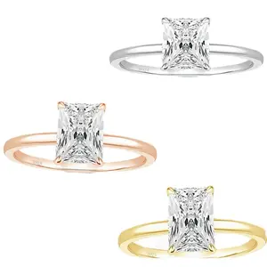 Women's S925 Silver Solitaire Ring - 7×9mm Radiant Cut, 3 Carat Elegant Promise Jewelry, Engagement Wedding Rings