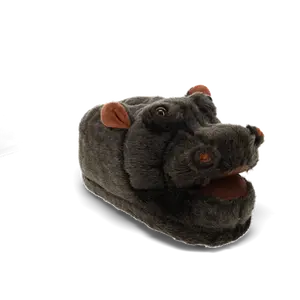 Hippo Slippers - Thick Memory Foam Footbed, Sturdy Rubber Soles, Non-Skid Bottoms, Plush Velvety Material, 100% Breathable Polyester, Embroidered Details