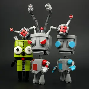 Articulated Robot Alien Brick Figures, Building Block Figures, Classic Form, Battle Style Variants, Poseable Head and Limbs, Building Block Collectibles for Sci-Fi Animation Fans, Desk Decor Shelf Display, Gift for Adult Collectors