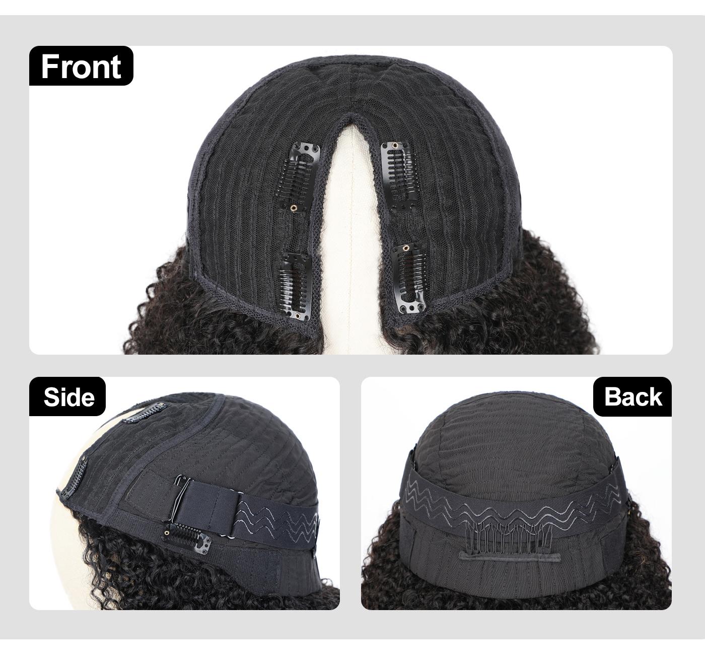 OQHAIR Afro Curly Hair V Part Wig No Leave Out Thin Part Human Hair Glueless Wig 0 Skill Needed Beginner Friendly Natural Scalp