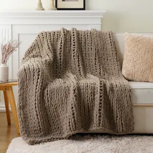 Battilo I Handmade Cable Knit Crochet Blanket, Spring Summer Cozy Rope Knot Chunky Throw Blankets for Couch Home Decor,50"x60"