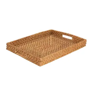 Martha Stewart 16" Rattan Woven Serving Tray inBrown