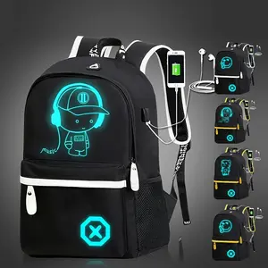 Casual Cartoon Glow-in-the-Dark 1pc Backpack - Lightweight Oxford Commuter Bag with Adjustable Straps, USB Charging, Zip Closure, Nylon Lining, Hand Washable - for Large Capacity School Bag for Daily Use