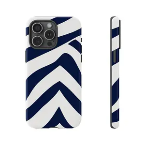 Navy Blue & White Chevron Phone Case - Bold Minimalist Design for Summer 2025