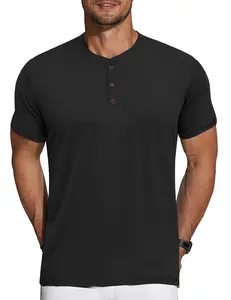 COOFANDY Men's Henley Shirts Short Sleeve Casual Basic Tee Summer Button Henley Soild T Shirts