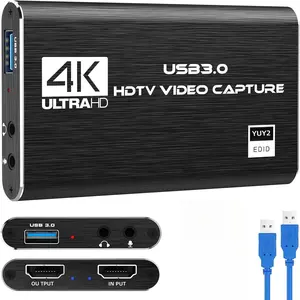 4K HDMI Capture Card forStreaming,Full HD1080P 60FPS USB Cam Link Game AudioVideo Capture Card for Camera/PS5/PS4/3ds/Xboxchristmas digicam High Speed Microphone Input Pnp