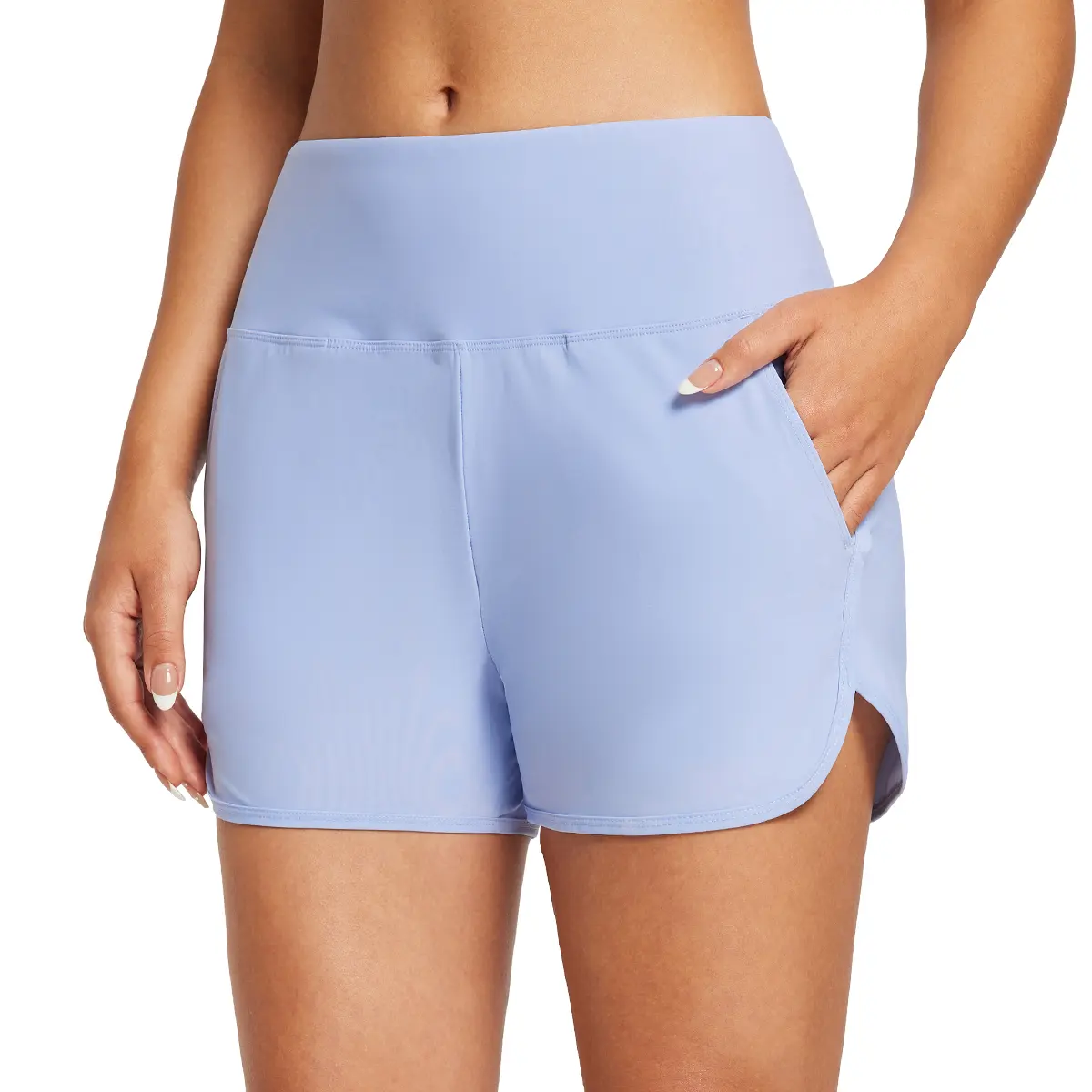 baleaf Women's 3" High Waisted Swim Board Shorts, Tummy Control Quick Dry Elasticity Fabric Bathing Suit Bottoms with Pockets