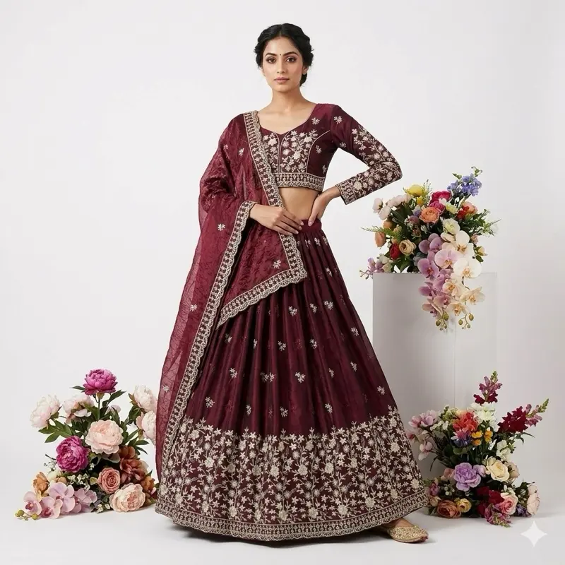 Women's Lehenga Choli Set, Unstitched Floral Original Design Ethnic Wear for Weddings and Special Occasions, Women's Clothes, Lady