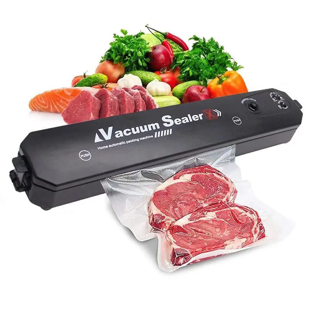 Automatic Compact Hands-Free Portable Kitchen Vacuum Sealer - 90W ABS Anti-Bacteria Food Preservation Storage Saver, 220v-240v Automatic Sealing System, LED Light, 37x7x5.2cm, US Stock, Seal Bag for Stores