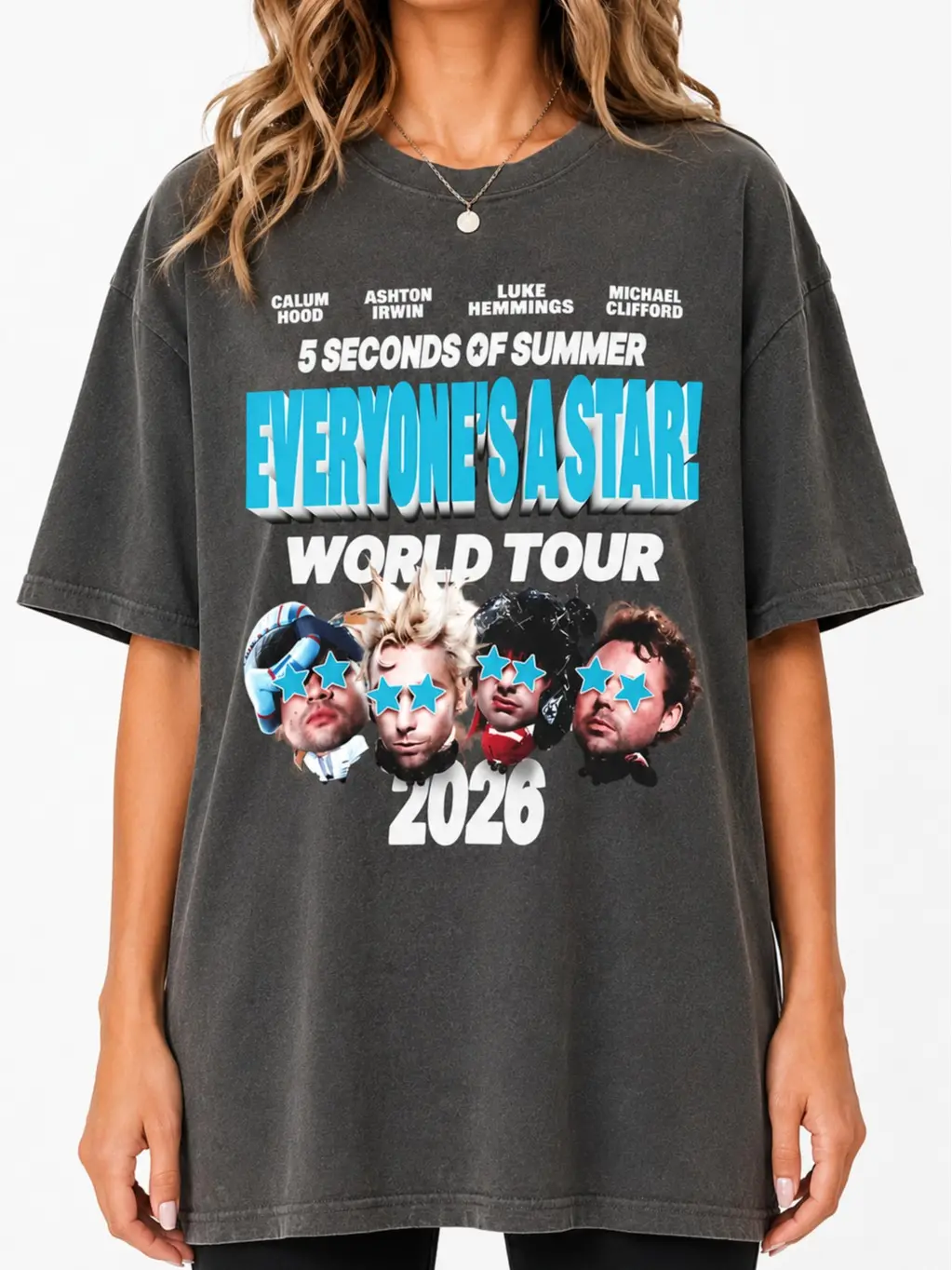 5 Seconds of Summer Everyone's A Star World Tour 2026 Graphic T-Shirt, Vintage 5SOS Concert Tee, Unisex Pop Rock Fan Shirt