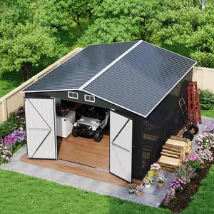 12X10 ft Outdoor Storage Shed,Garden Sheds Storage with Updated Frame Structure,Backyard Garden Terrace Tool Shed for Backyard,Lawn,Bike Storage,Gray