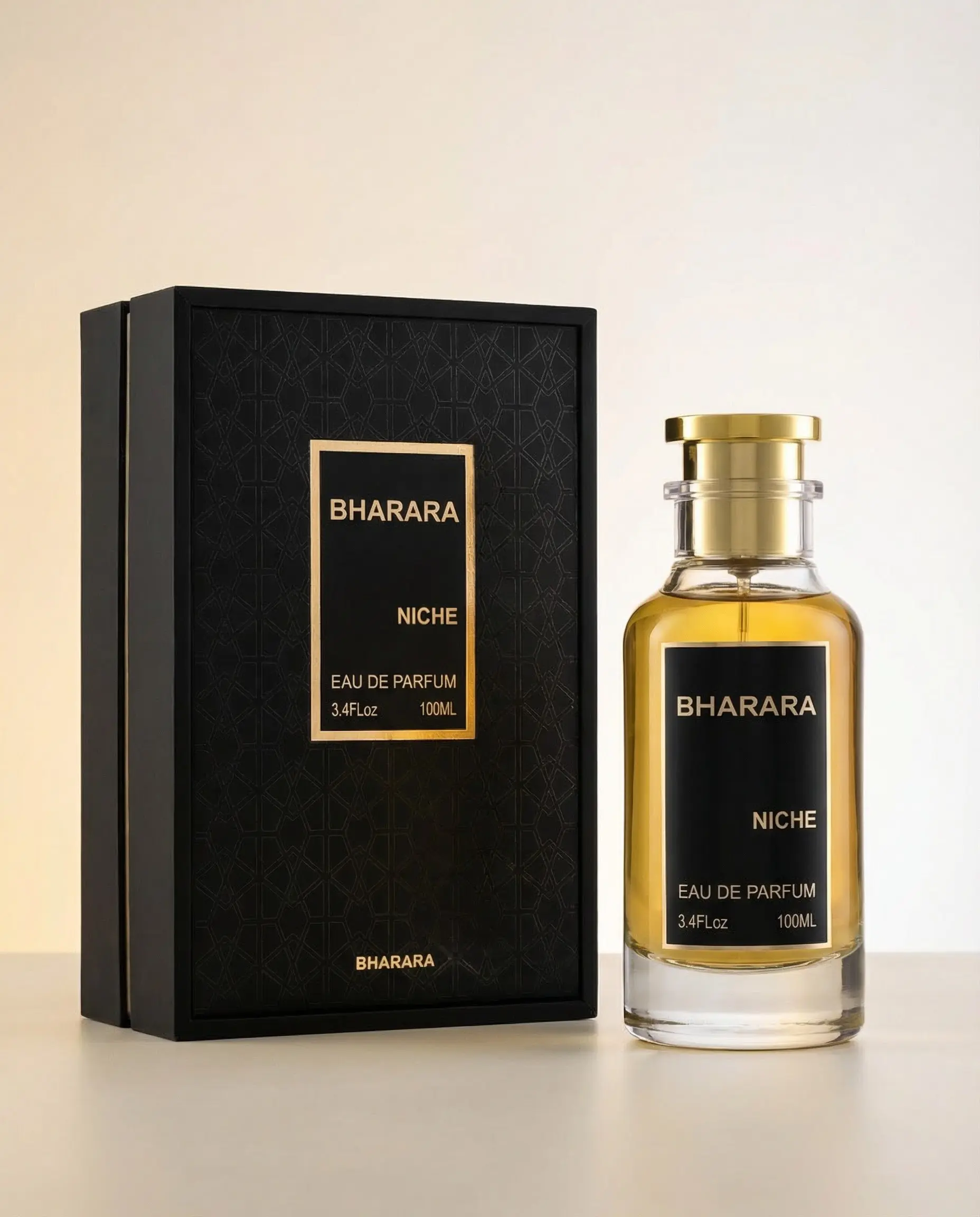 Bharara Niche Perfume for Women and Men, Eau de Parfum Spray 3.4 Fl Oz / 100ml, Long Lasting Unisex Amber Woody Gourmand Fragrance with Citrus, Juniper Berry, Jasmine, Caramel and Amberwood
