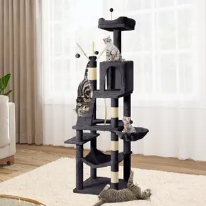 DWVO 72'' Cat Tree with Litter Box Furniture Hidden Enclosure Modern Cat Condo Tower for Kitten, Cat