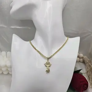 valdiviajewelry #2412 Necklace and pendant, Divine Child, 14k gold plated, High Quality